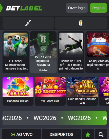 BetLabel Casino app m&oacute;vel para Android e iOS &mdash; download direto do site