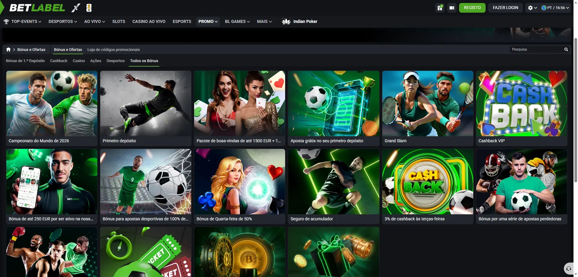 BetLabel Casino b&ocirc;nus de boas-vindas &mdash; pacote de 4 dep&oacute;sitos com giros gr&aacute;tis