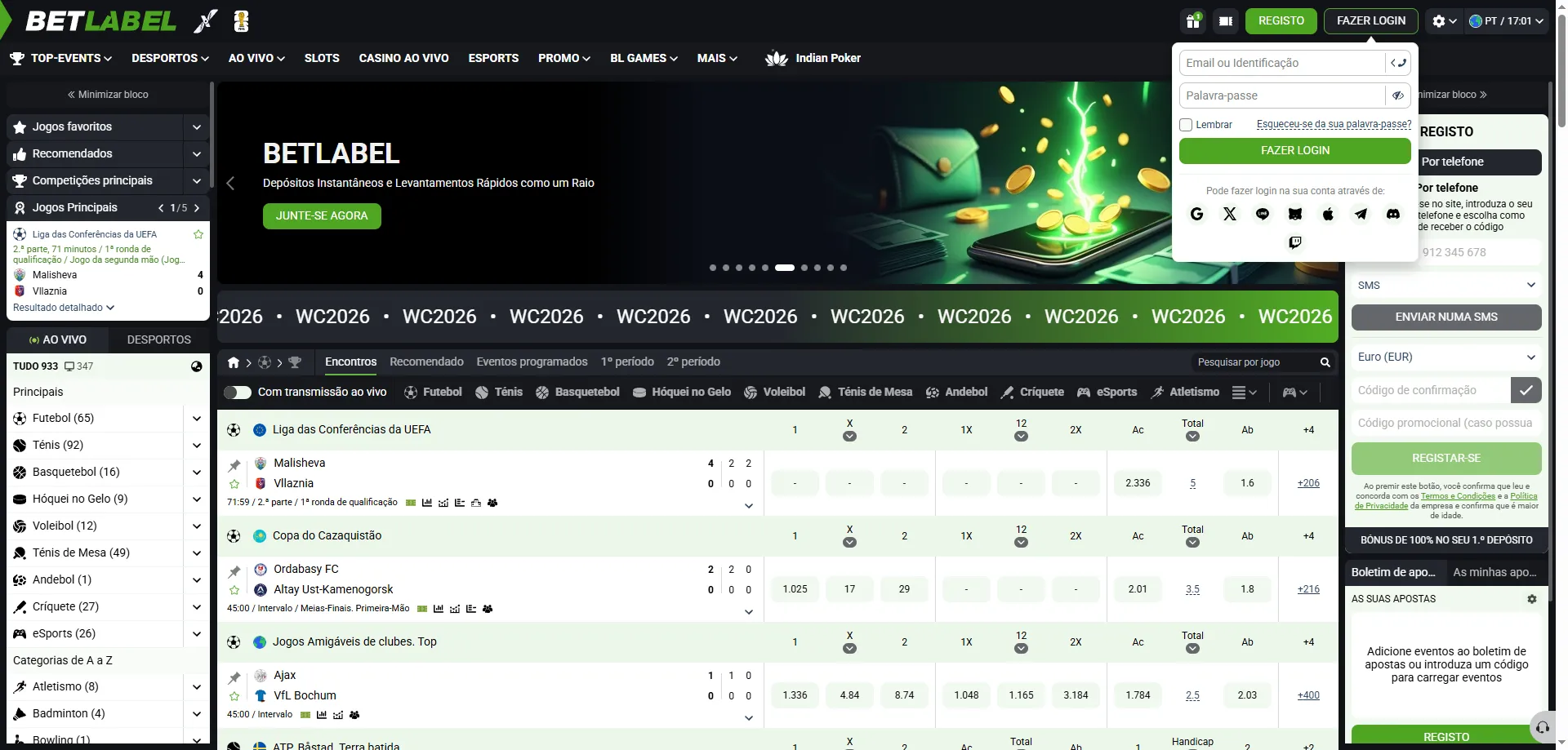BetLabel login e cadastro &mdash; acesso r&aacute;pido &agrave; conta do cassino